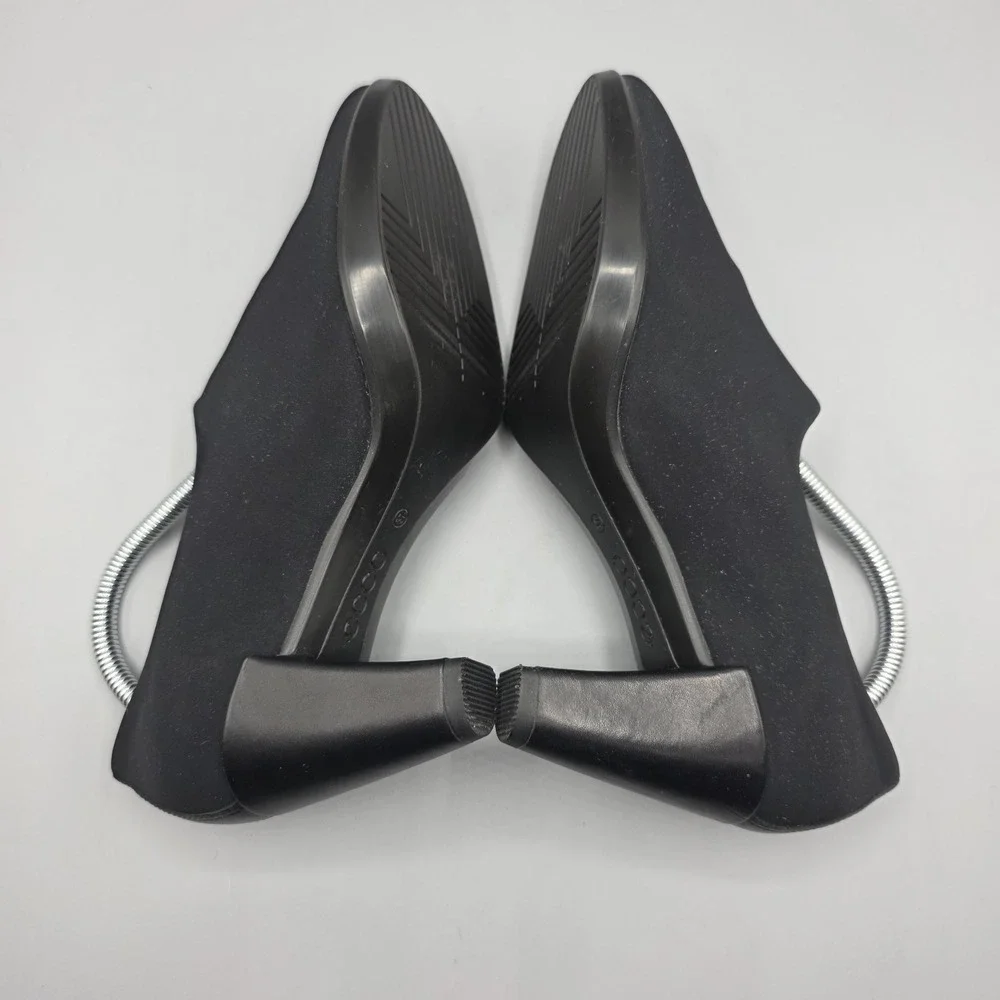 ECCO Shape 55 Plateau Pumps Womens 37 Black Stretch Fabric Comfort Slip On Heels